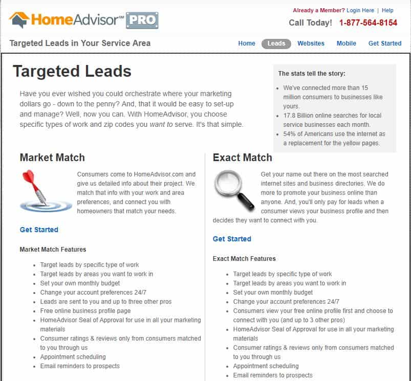 Market Match vs Exact Match HomeAdvisor Leads