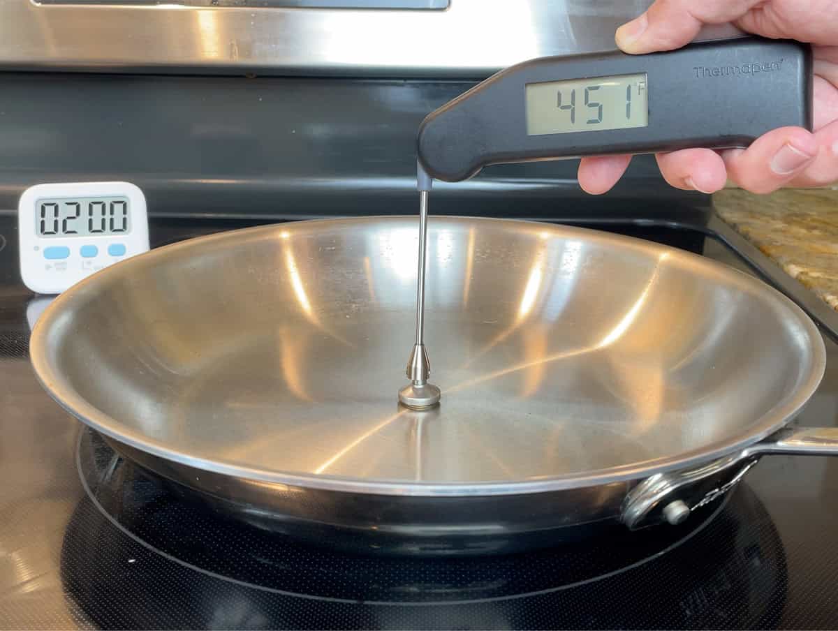 All-Clad D3 heat conduction after 2 minutes in center