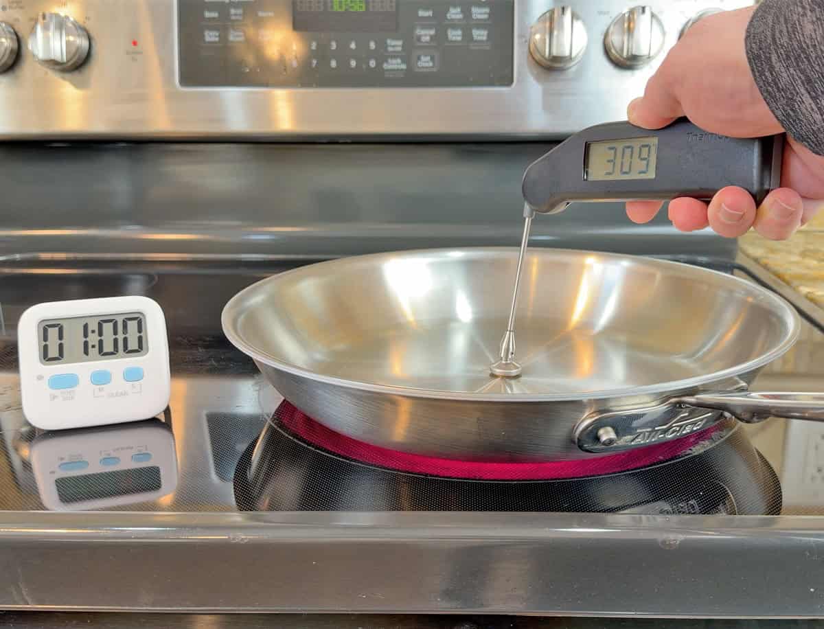 All-Clad D5 heat conduction results after 1 minute