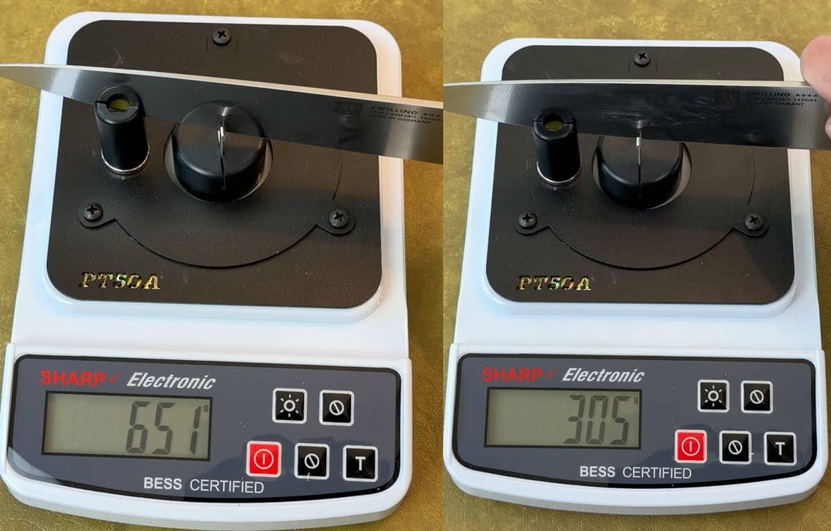 Before and after sharpening Zwilling knife with Horl 3