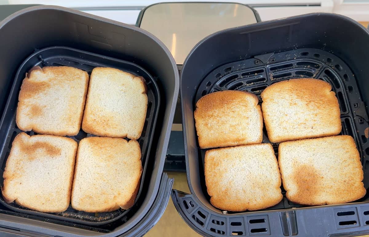 Bread toasted in T-fal Dual Window Infrared Air Fryer vs Instant Vortex Plus