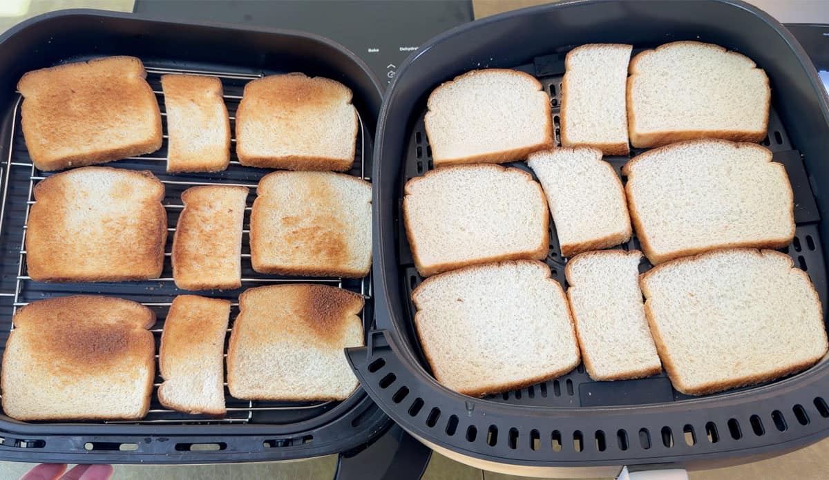 Bread toasted in T-fal Surface XXL Infrared Air Fryer vs Typhur Dome 2