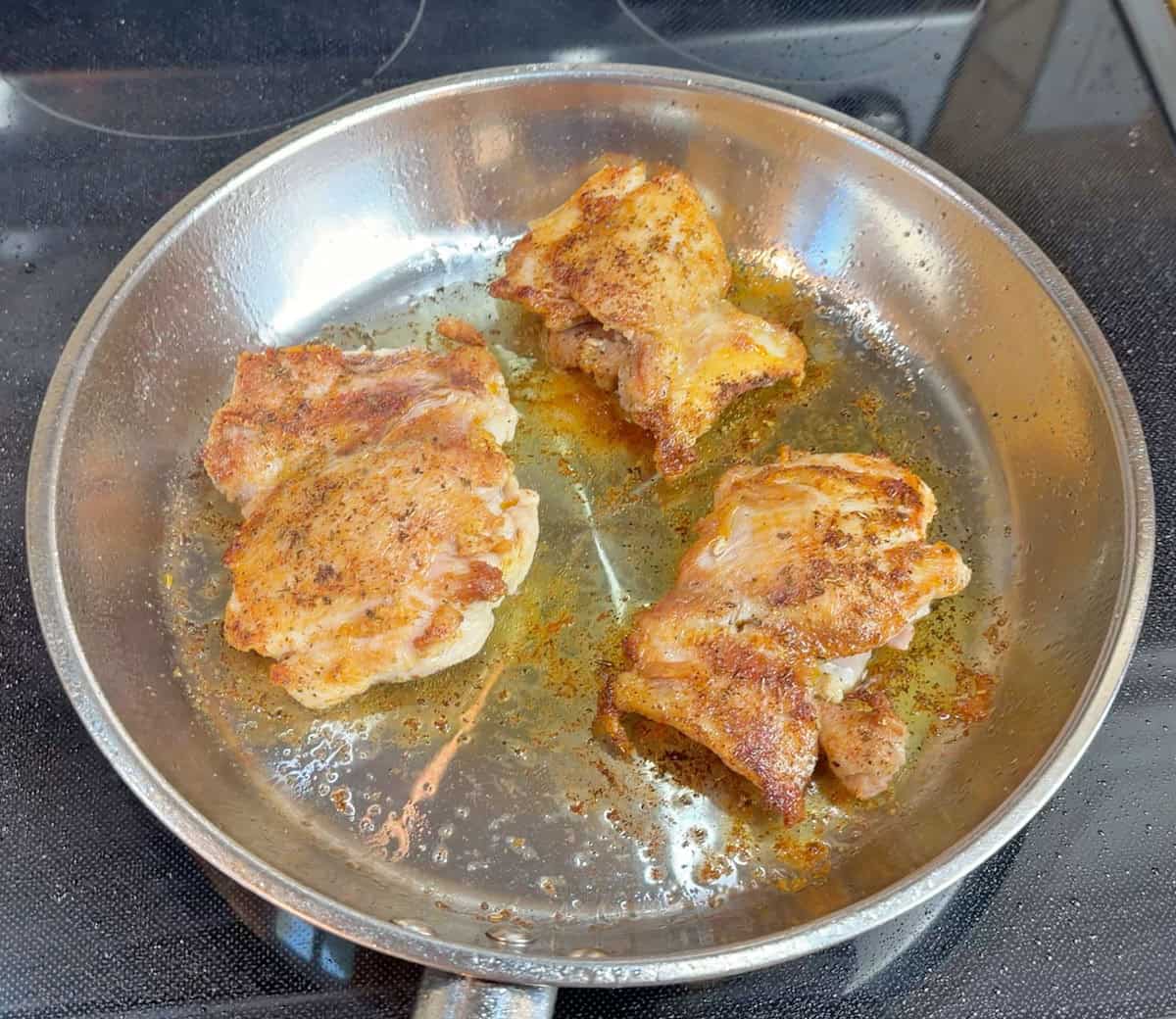 Chicken thighs cooked in IKEA 365 pan