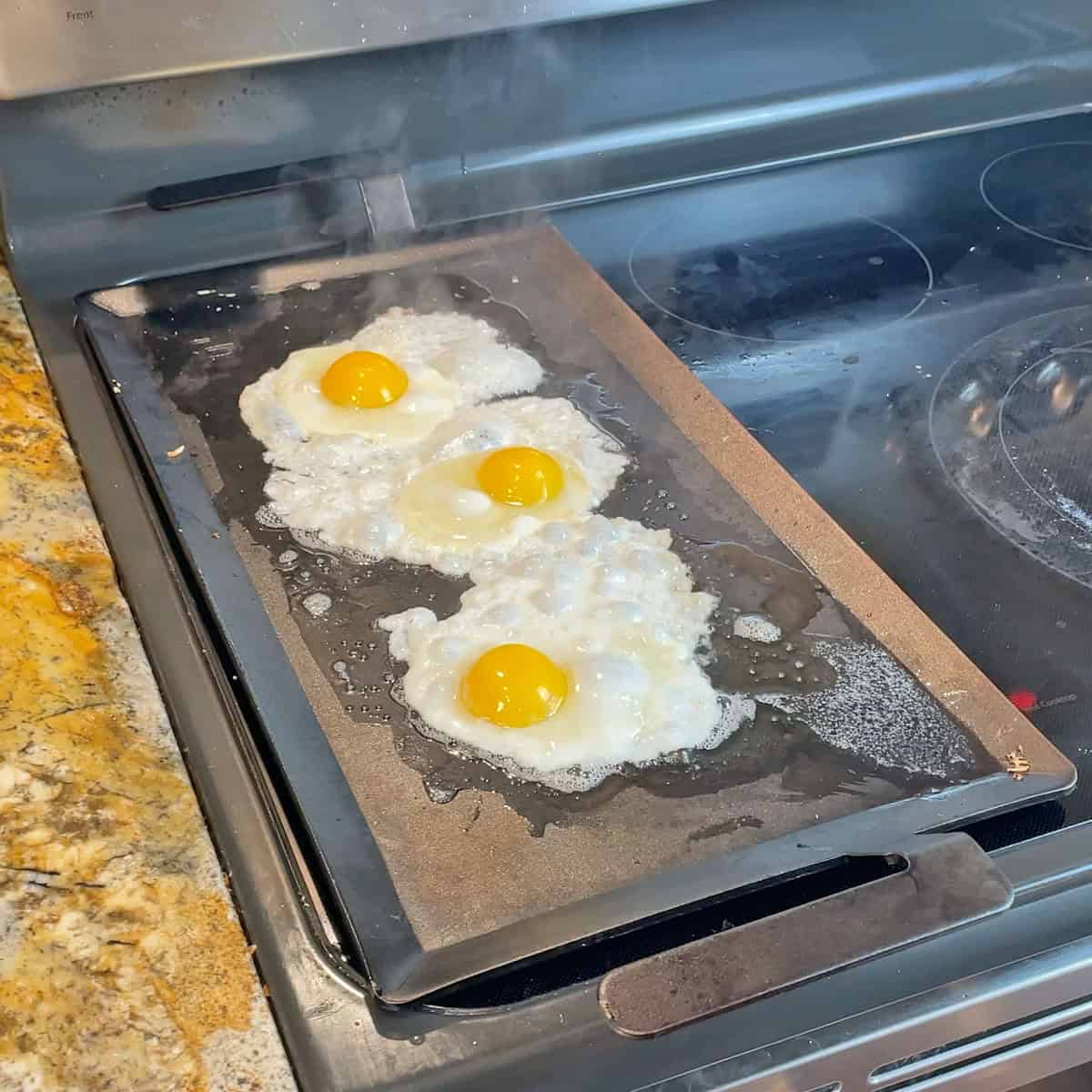 Cooking eggs on Made In Carbon Steel Griddle