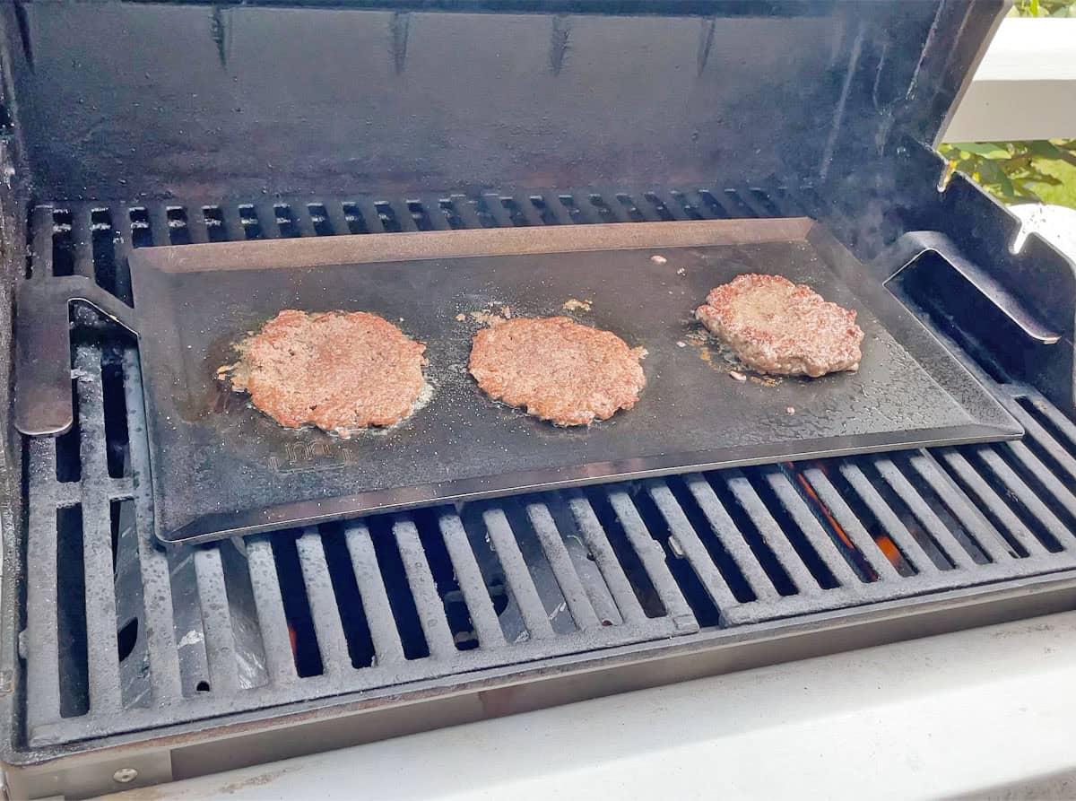 Cooking smash burgers on Made In Carbon Steel Griddle