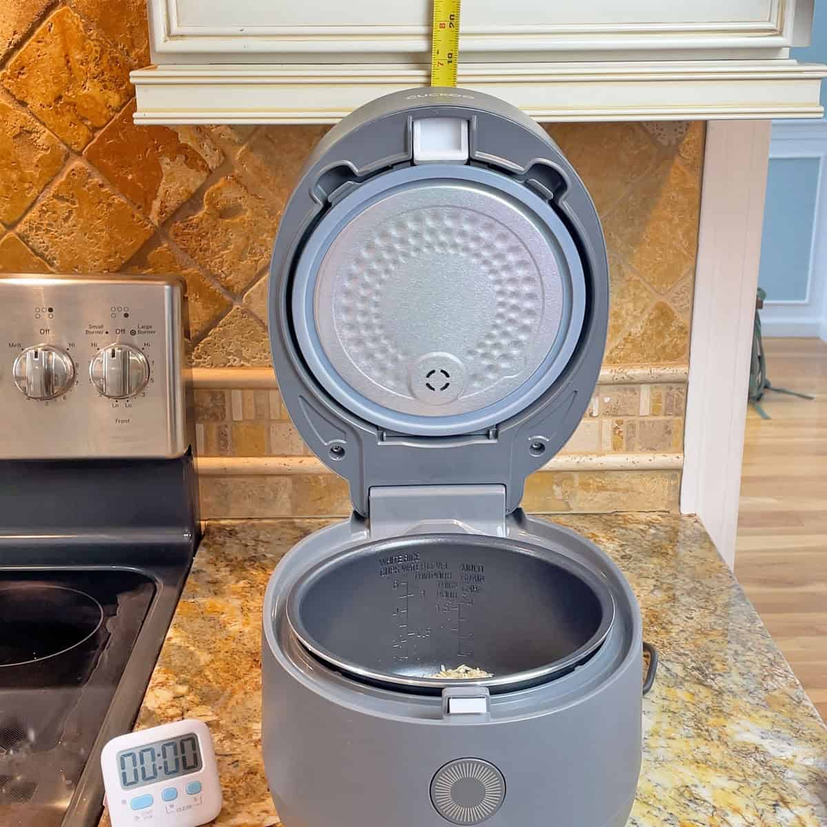 Cuckoo Micom Rice Cooker lid hitting cabinets