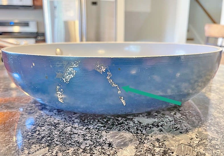 Exterior paint scraped off Caraway pan