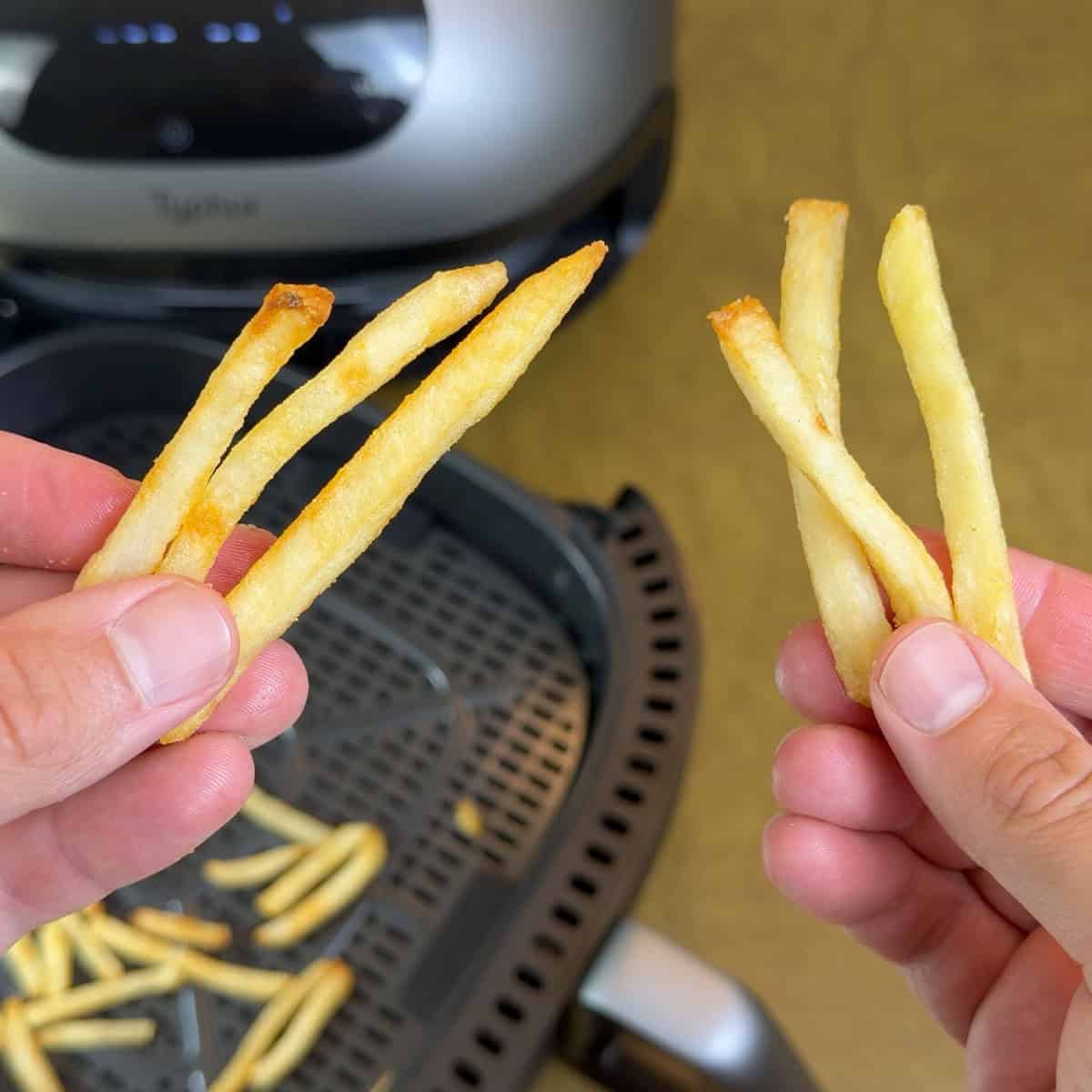 French fries cooked in T-fal Surface XXL Infrared Air Fryer vs fries cooked in the Typhur Dome 2