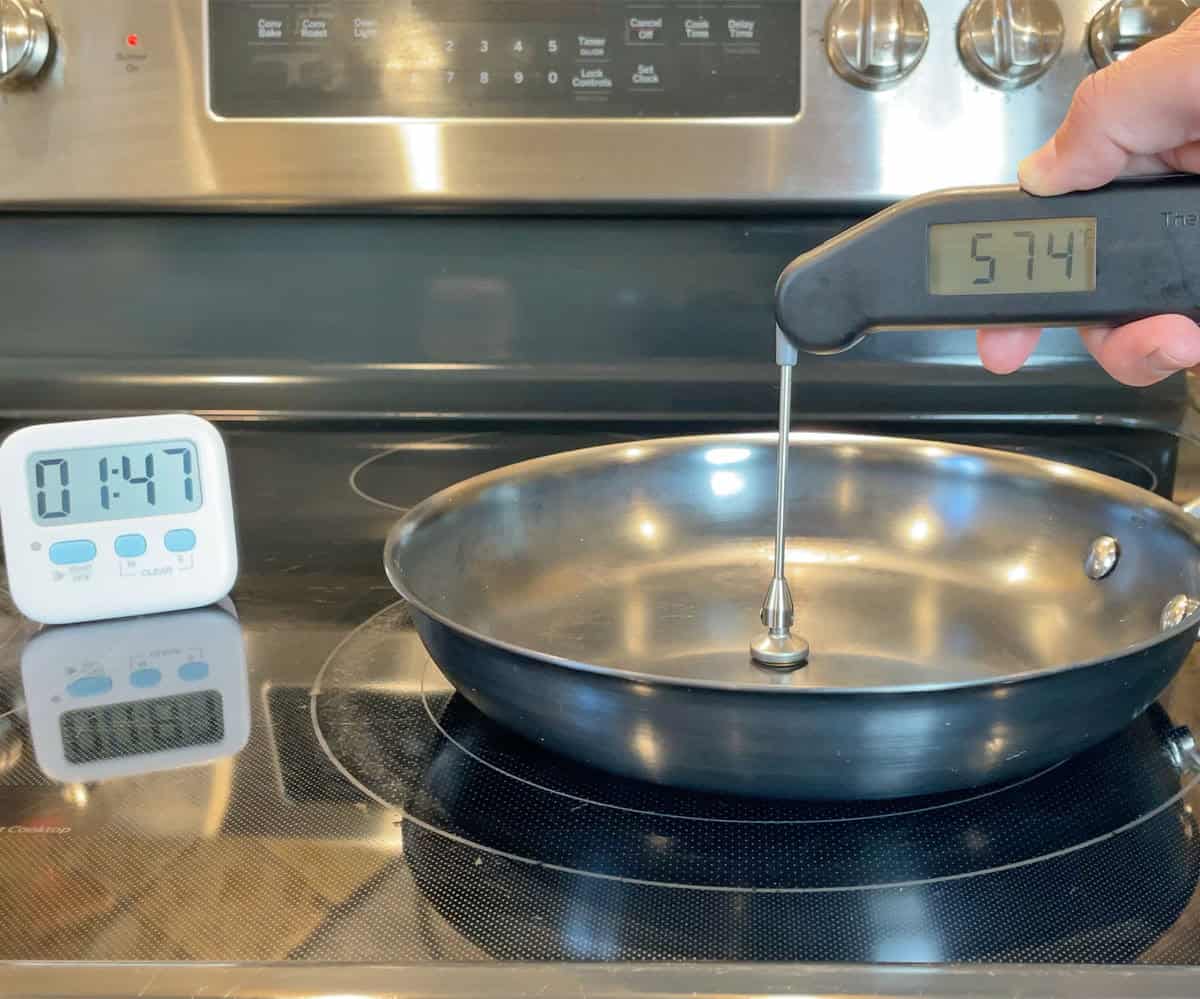 Heat conduction test results Anolon EverLast N2 center of pan