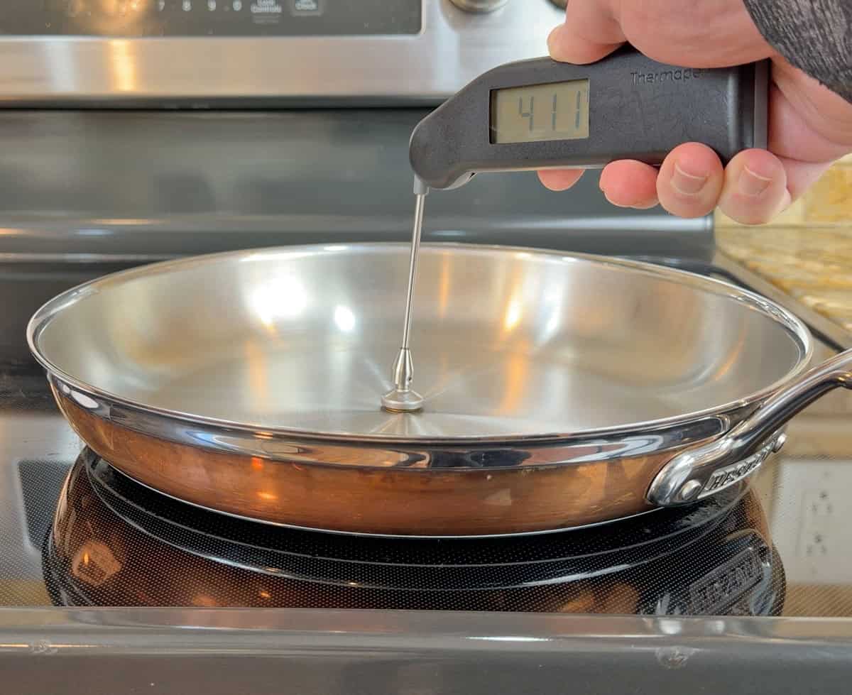 Hestan CopperBond heat conduction results in the center after 2 minutes