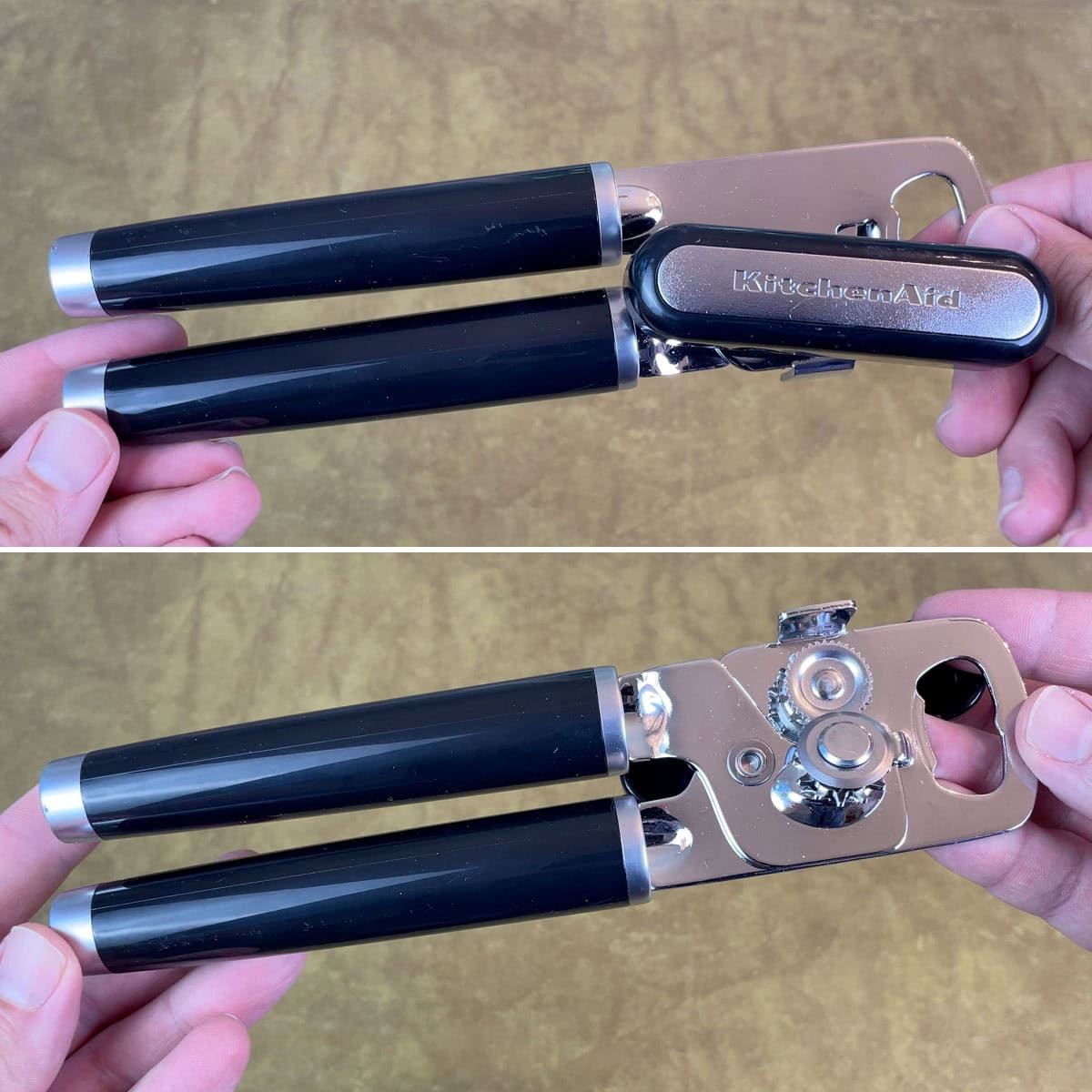 Holding KitchenAid Classic can opener