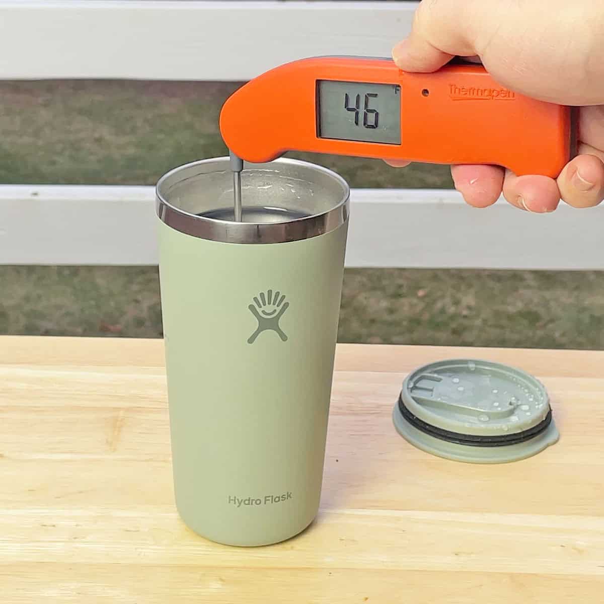 Hydro Flask hot water test results outdoors after 15 hours