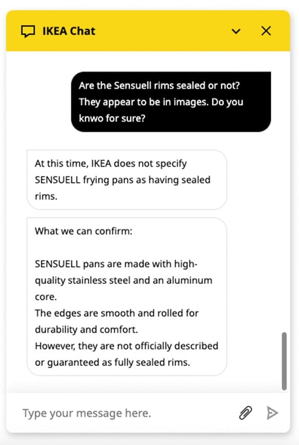 IKEA customer service response to factual inquiry