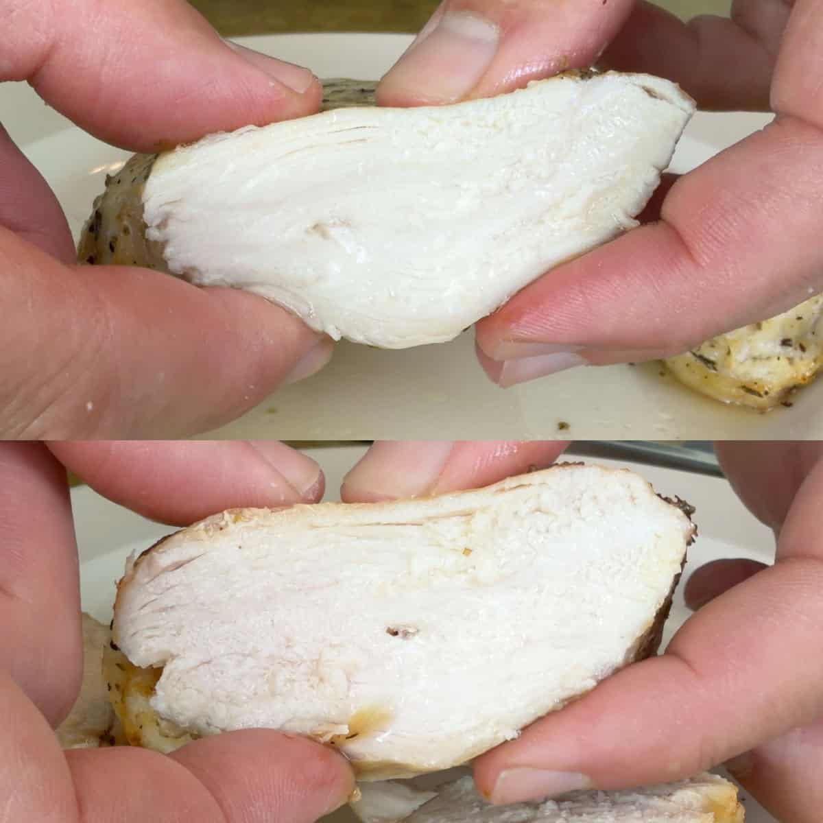 Juiciness of chicken breast cooked in T-fal Surface XXL Infrared Air Fryer vs chicken cooked in the Typhur Dome 2