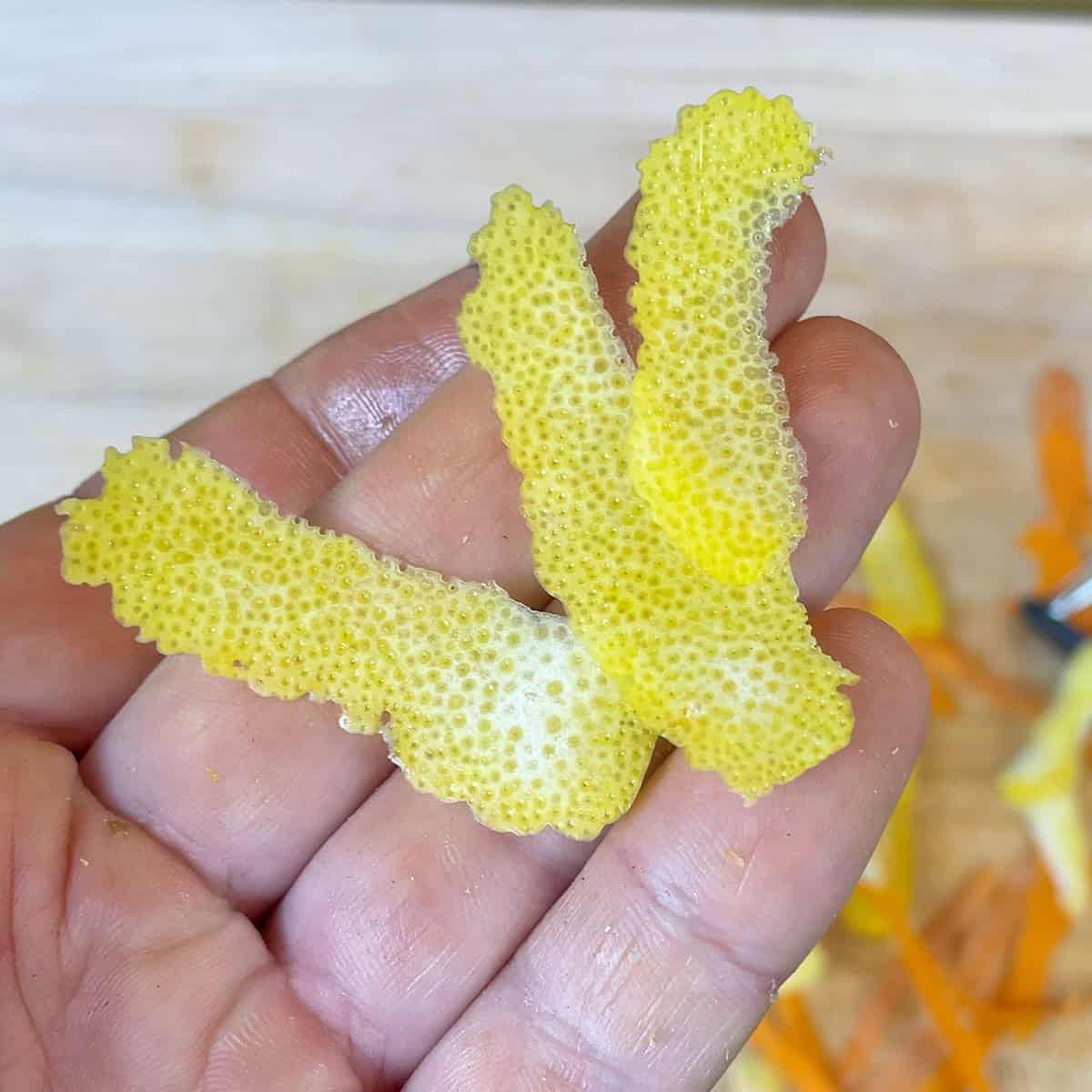 Lemon peels peeled with KitchenAid Y peeler