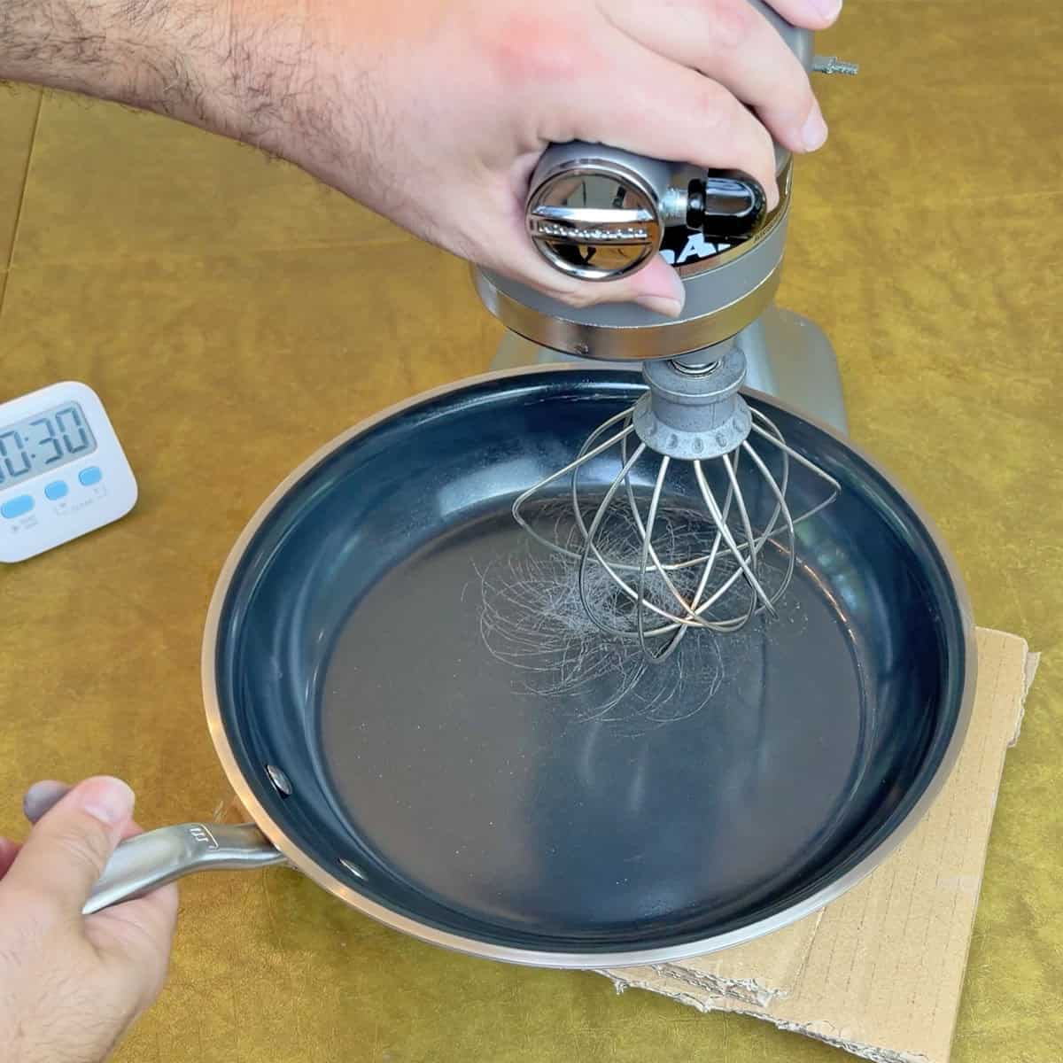 Made In CeramiClad 2.0 damage from metal whisk test