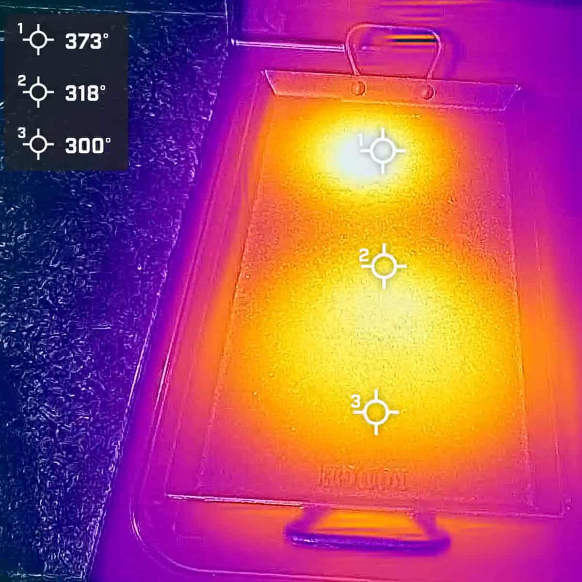 Measuring heat distribution of Lodge carbon steel griddle