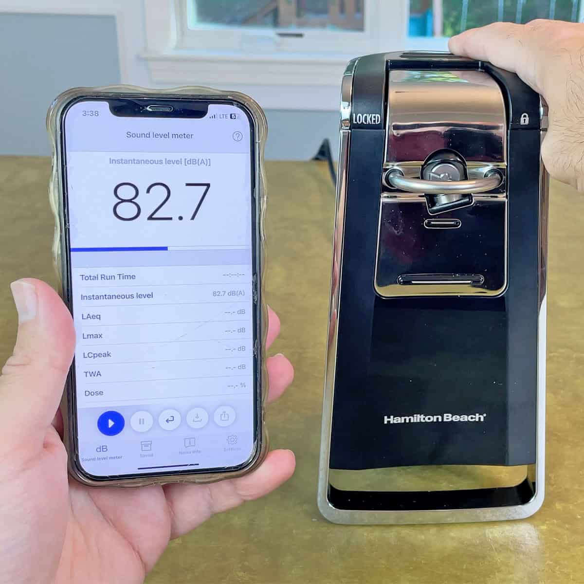 Measuring the noise level of Hamilton Beach Electric Can Opener