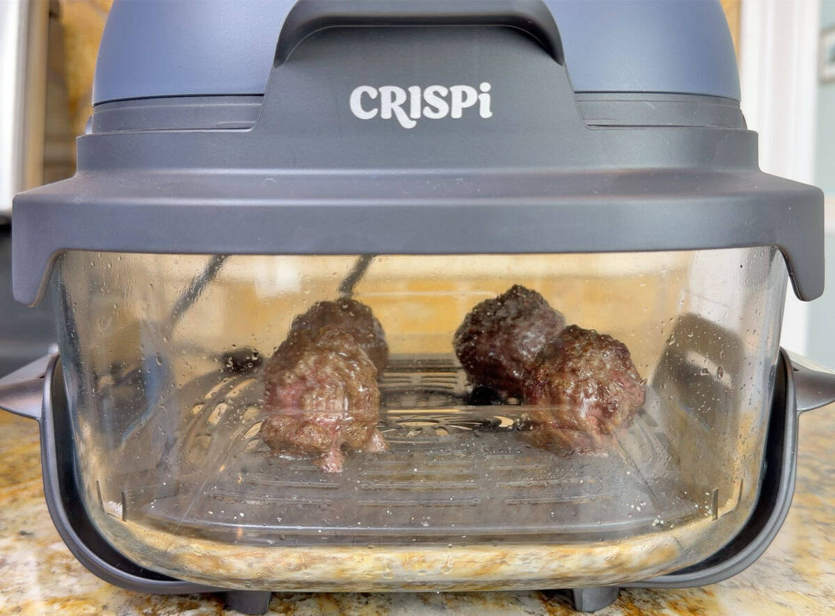 Meatballs cooking in Ninja Crispi