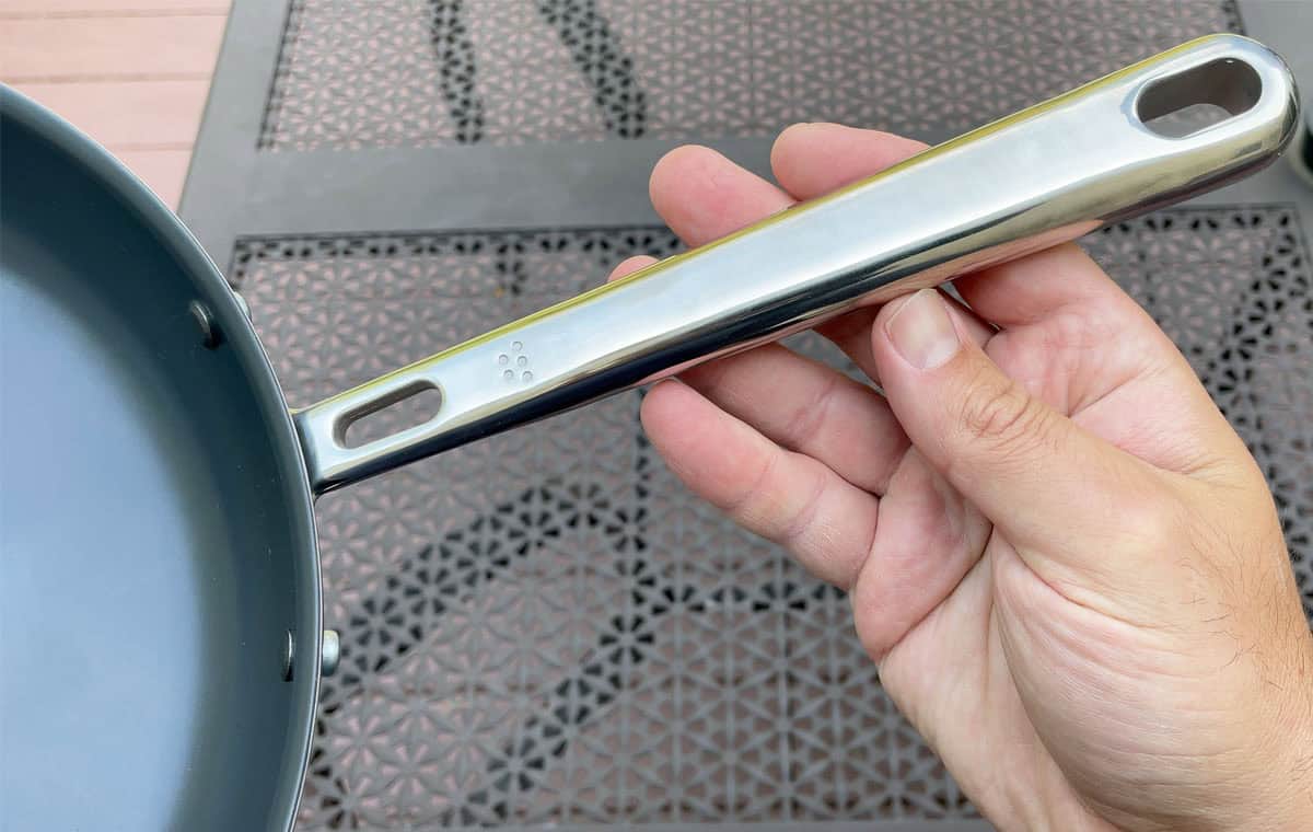 Misen Carbon Nonstick pan top of handle