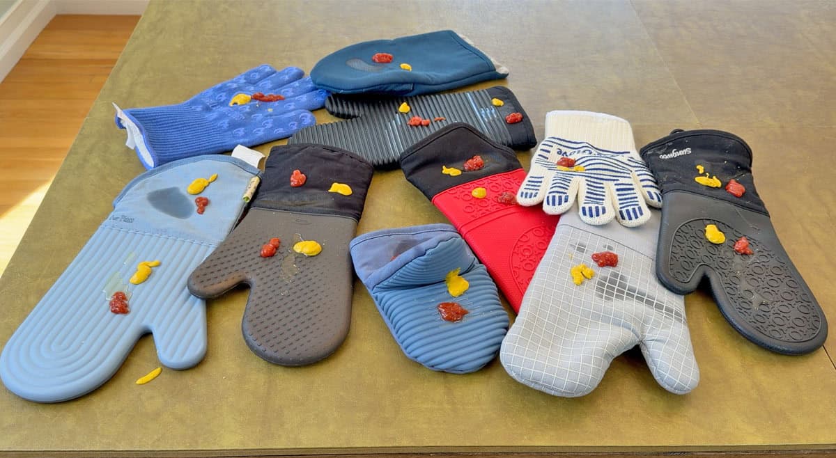 Oven mitt cleaning test