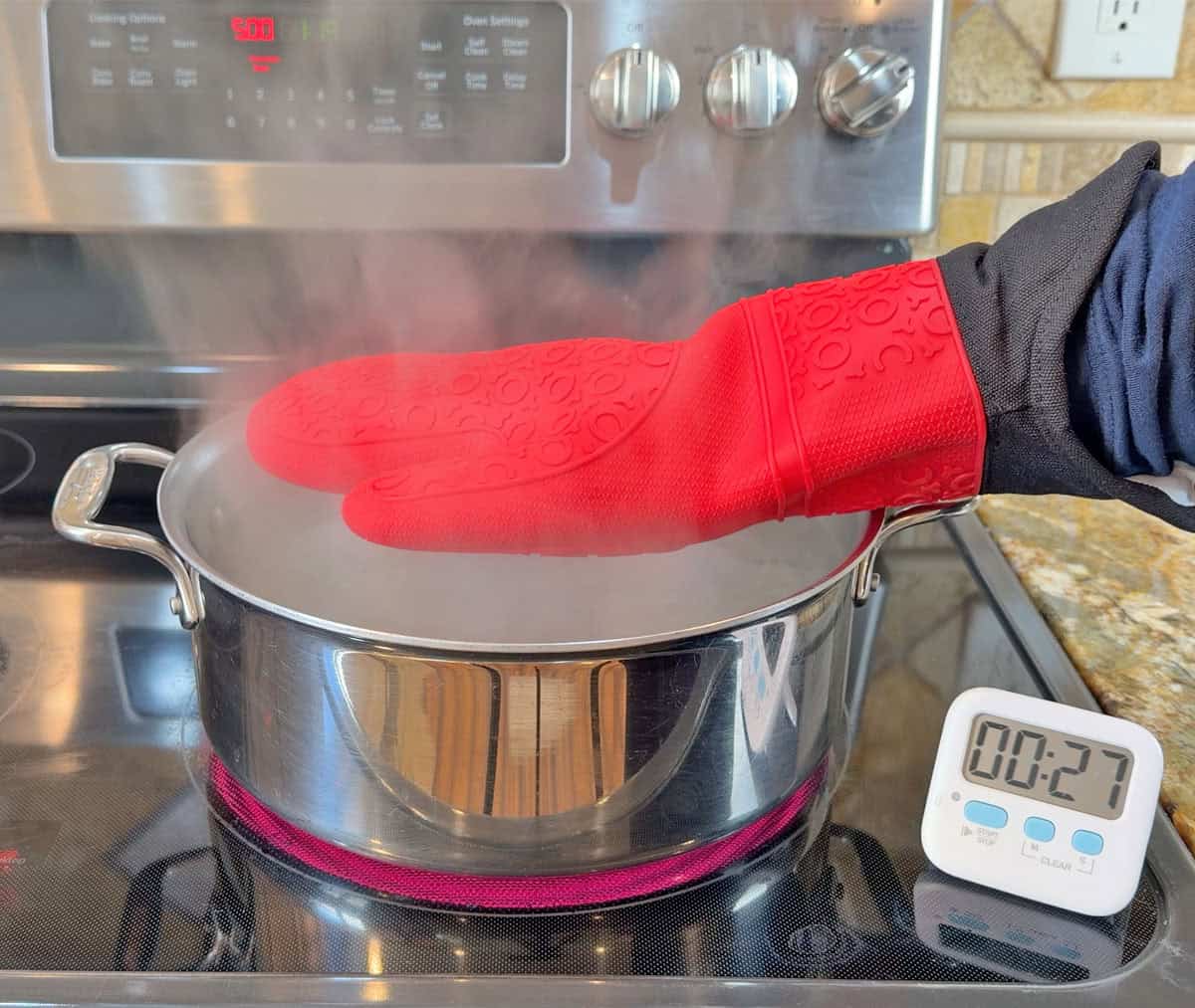 Oven mitt steam test
