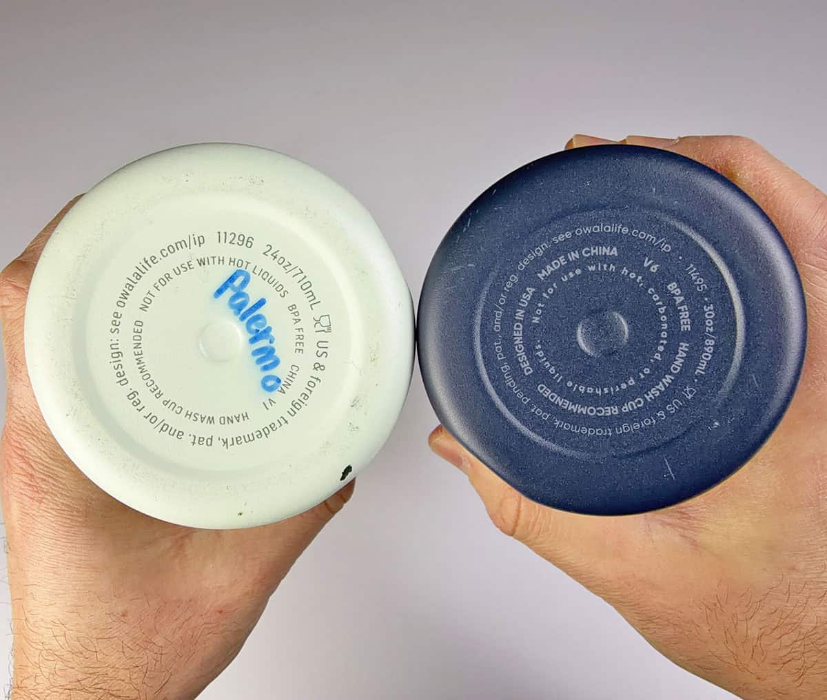 Owala FreeSip versus FreeSip Sway base
