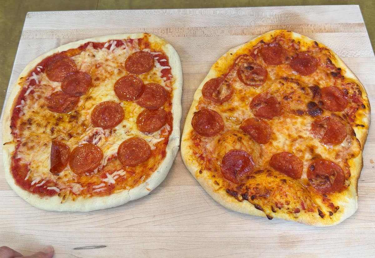 Pizza cooked in T-fal Surface XXL Infrared Air Fryer vs Typhur Dome 2