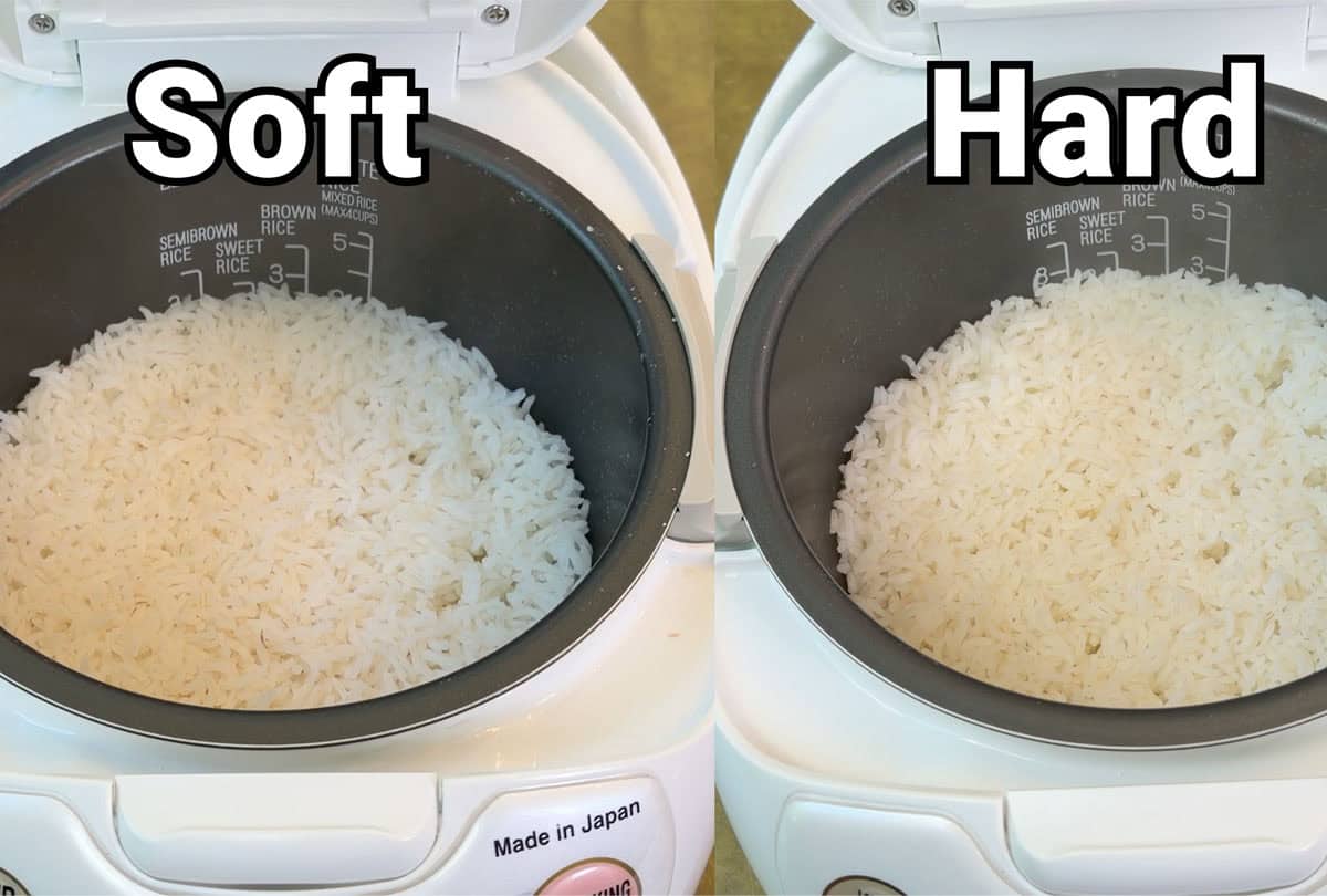 Rice cooked in Zojirushi using Softer and Harder settings