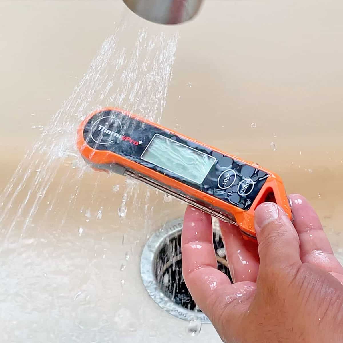 Rinsing ThermoPro instant read thermometer