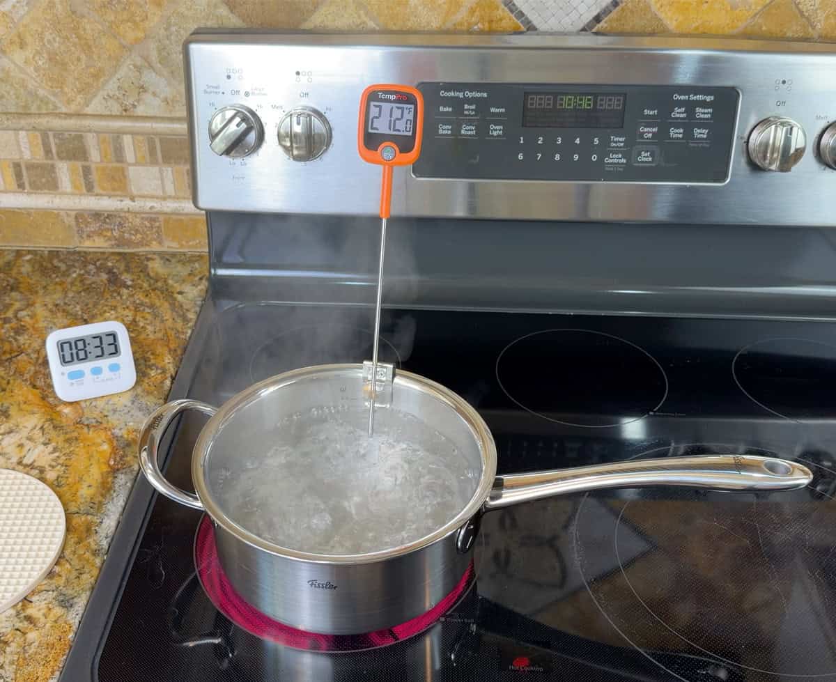 Saucepan boiling test on electric cooktop
