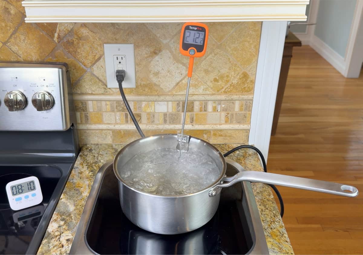 Saucepan boiling test on induction cooktop