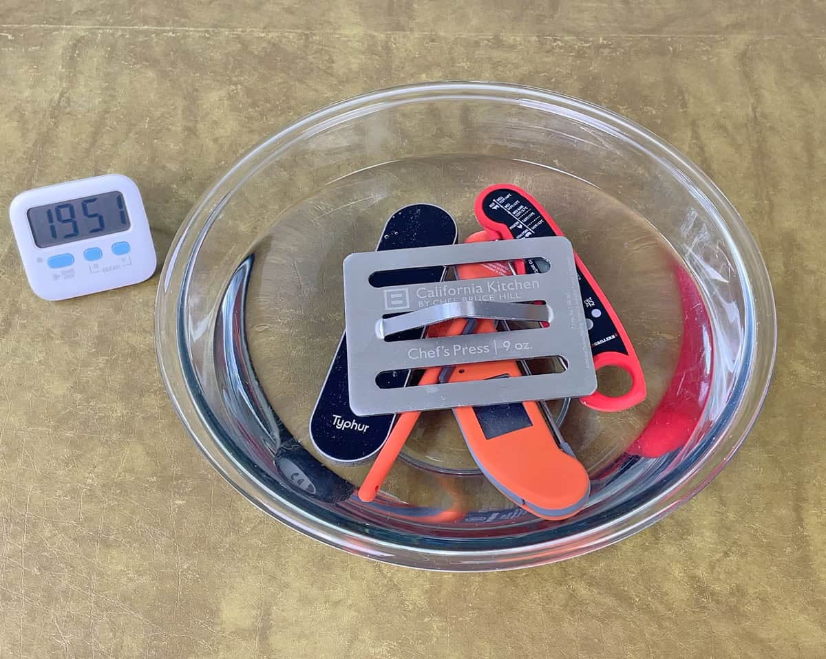 Submerging IP67 rated instant read thermometers in water for 20 minutes