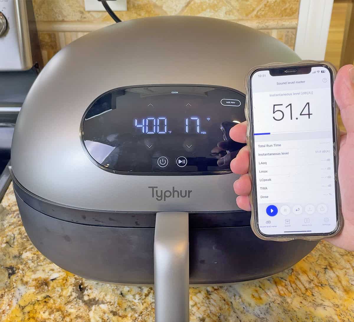 Testing noise level of Typhur Dome 2 air fryer