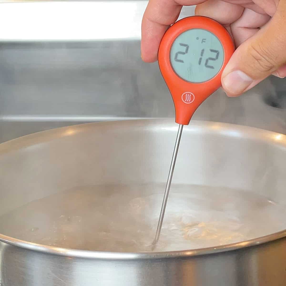 Testing the ThermoWorks ThermoPop 2 instant read thermometer in boiling water