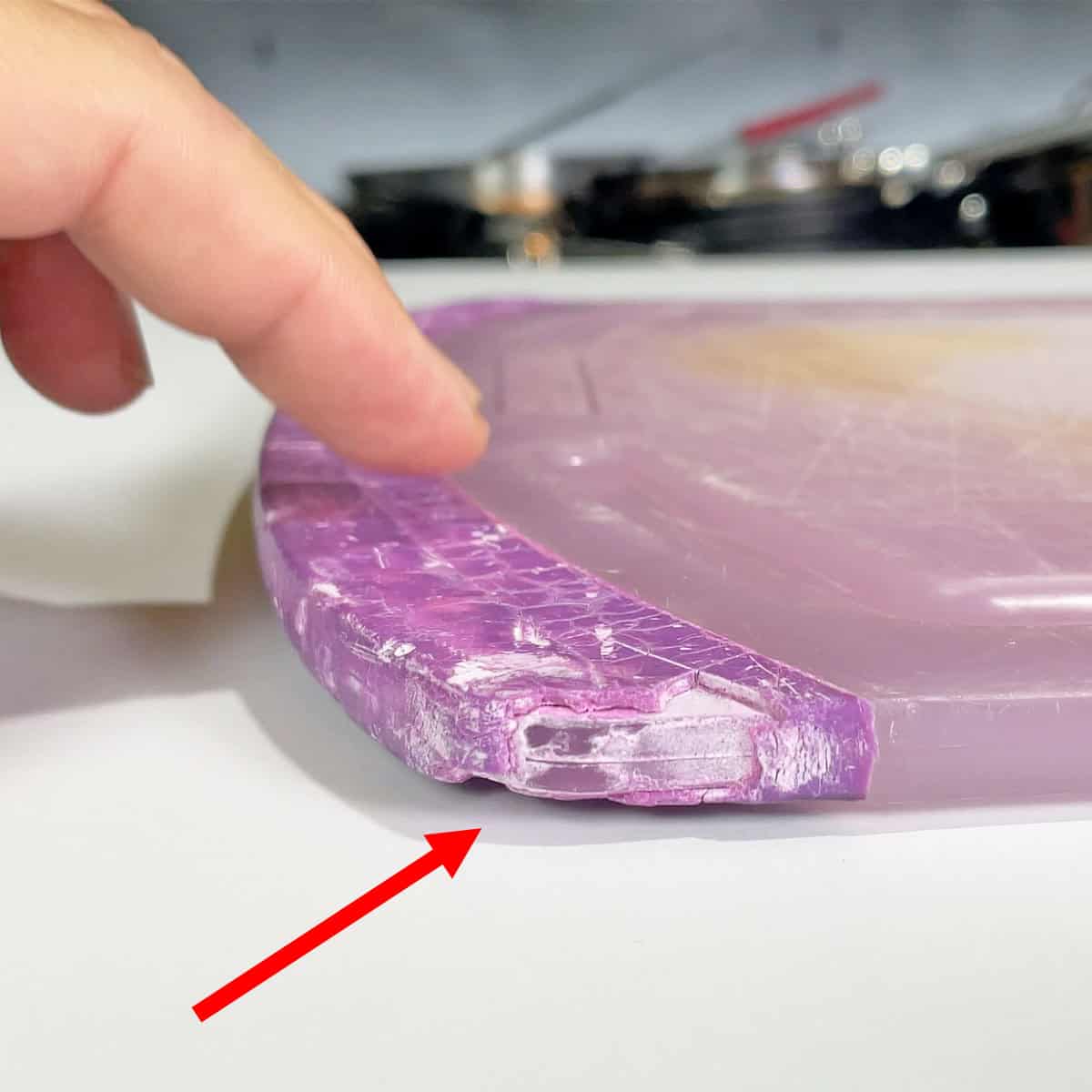 Warped plastic cutting board