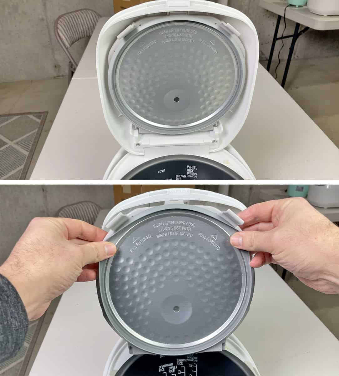 Zojirushi Neuro Fuzzy Rice Cooker removable inner lid